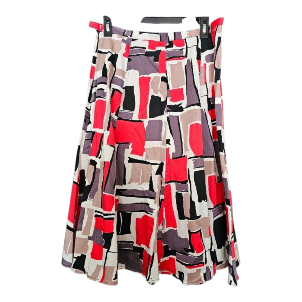 Multicolor skirt red white gray taupe black Size 10